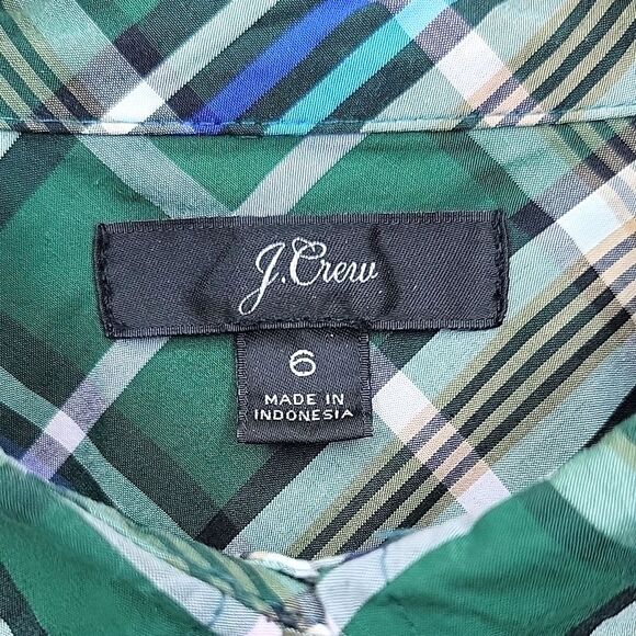 J. CREW Womens Green Plaid Button Down Long Sleeve Casual Collared Shirt size 6 - Picture 11 of 15